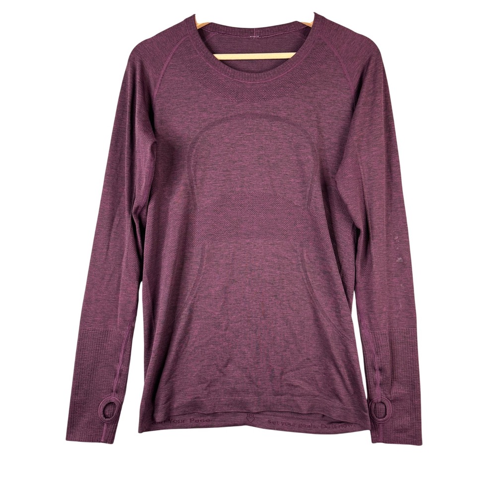 Lululemon Swiftly Tech Long Sleeve Shirt 2.0 Purple Heathered Size 10 Thumbholes